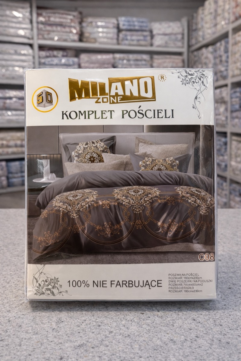Pościel satyna bawełniana 3D z prześcieradłem MILANO ZONE