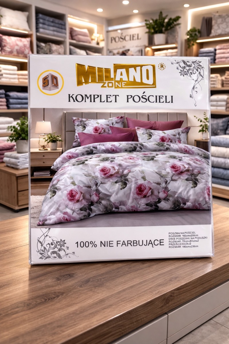 Pościel satyna bawełniana 3D z prześcieradłem MILANO