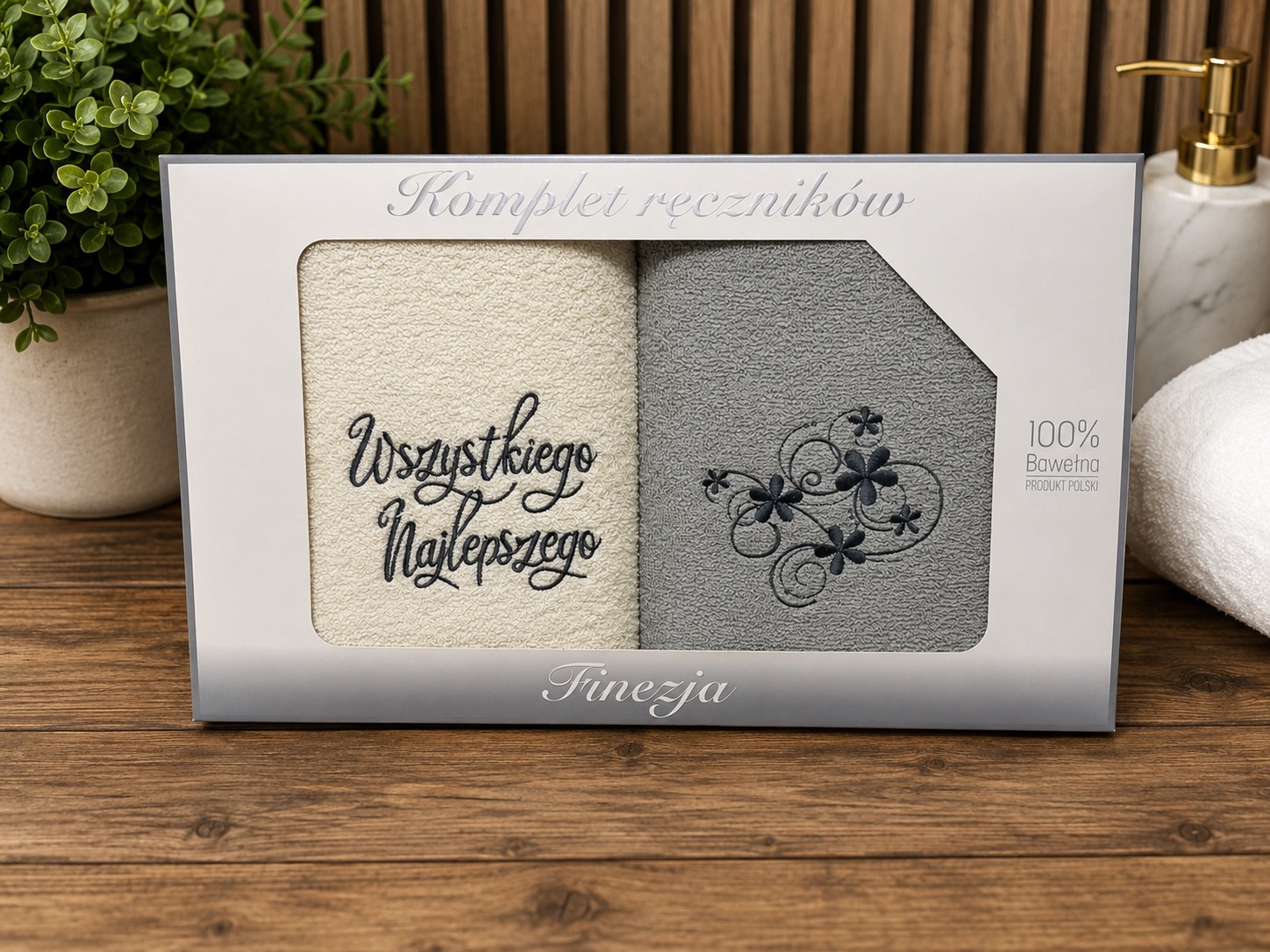 Komplet ręczników 2-częściowy „Wszystkiego Najlepszego”