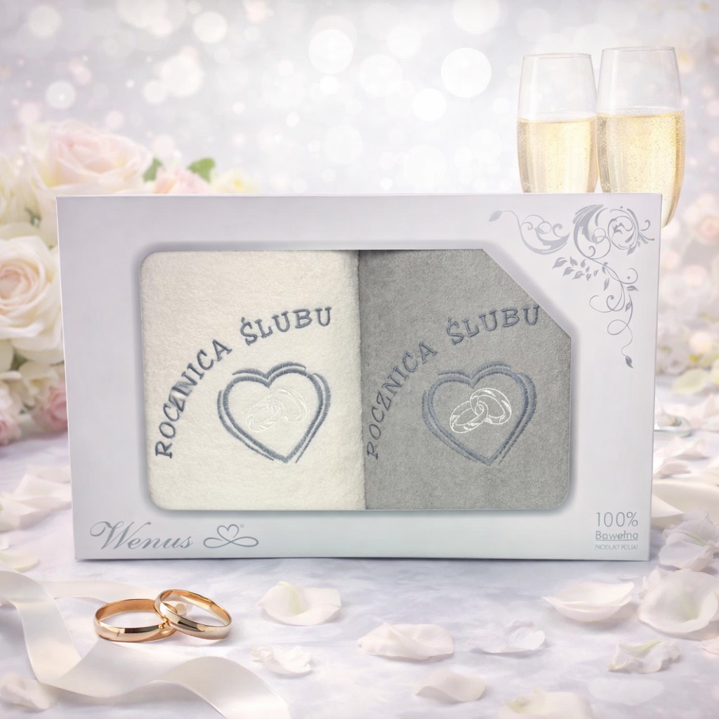 Komplet ręcznik&oacute;w 2-częściowy &bdquo;Rocznica  Ślubu&rdquo;