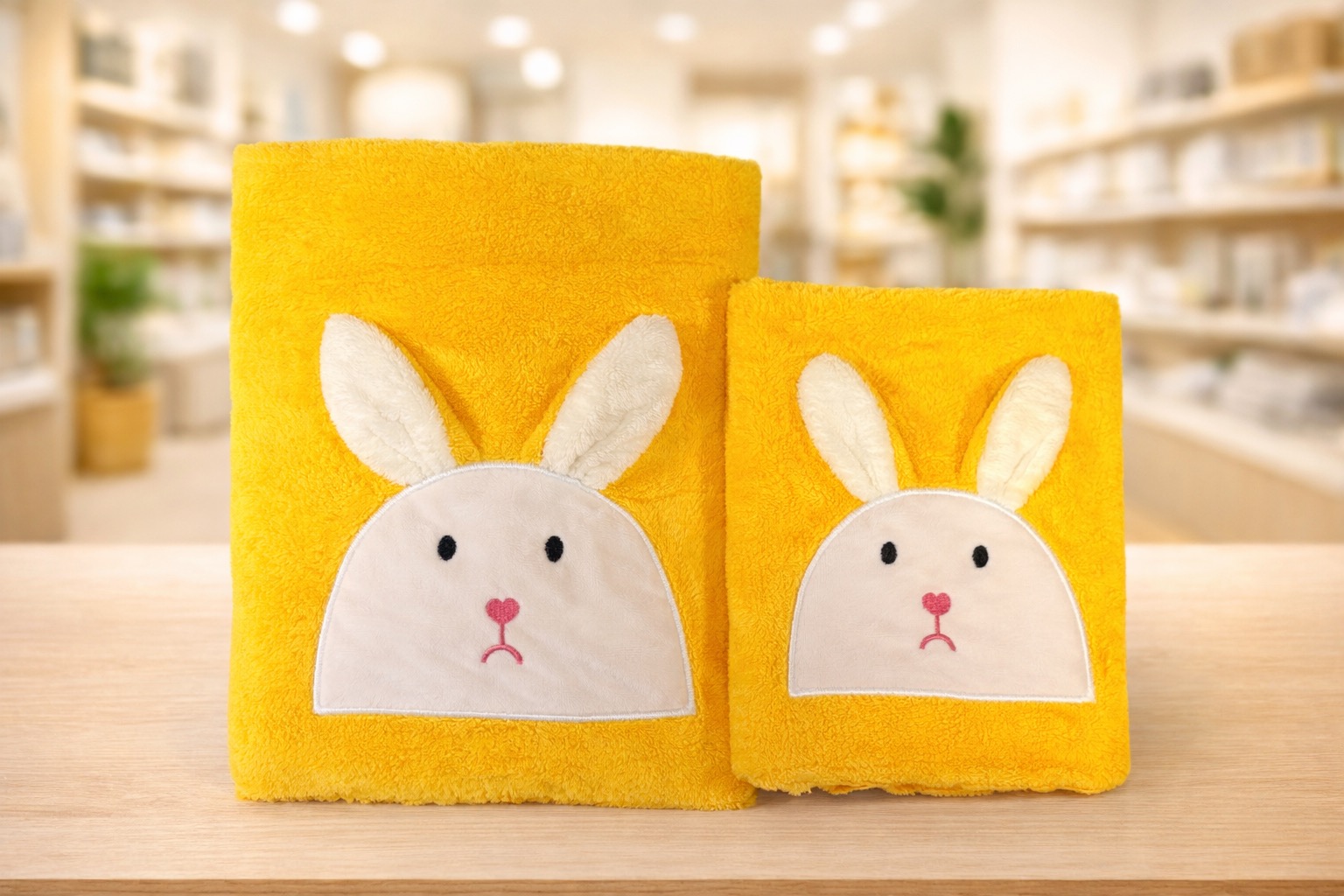 Komplet ręczników z haftowanym zajączkiem i odstającymi uszami 3D