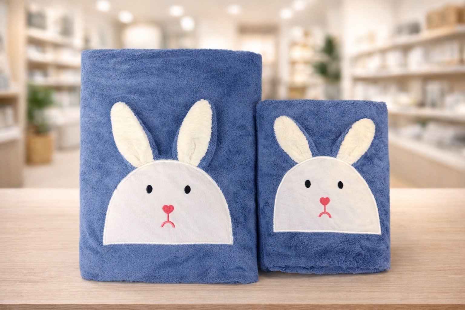 Komplet ręczników z haftowanym zajączkiem i odstającymi uszami 3D