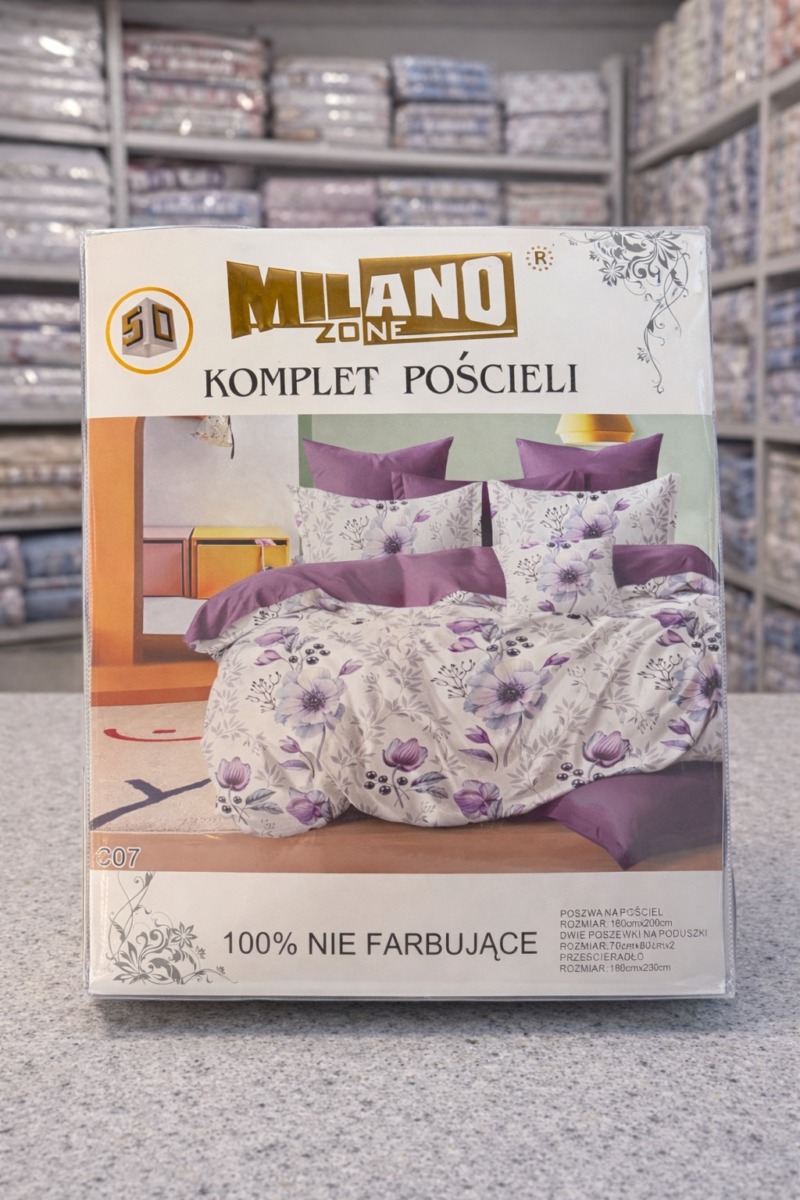 Pościel satyna bawełniana 3D z prześcieradłem MILANO ZONE