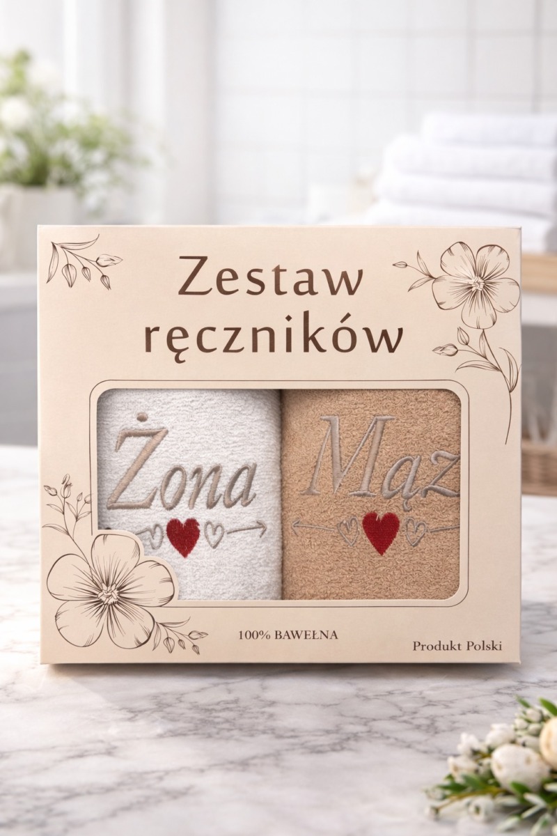 Komplet ręczników 2-częściowy ” Mąż & Żona „