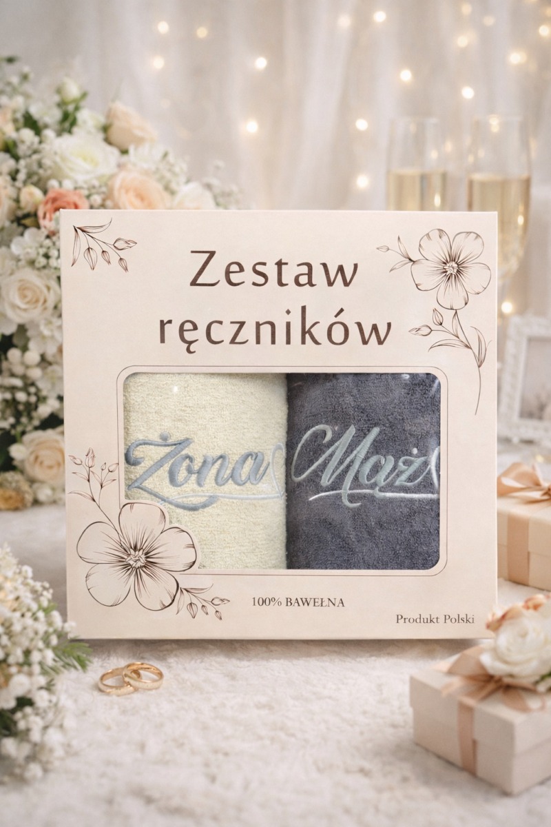 Komplet ręczników 2-częściowy ” Mąż & Żona „