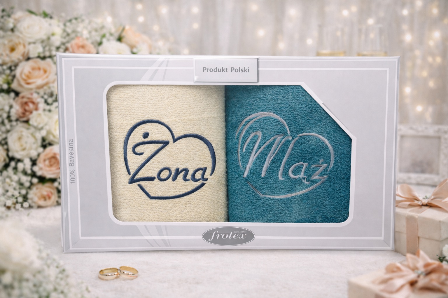 Komplet ręczników 2-częściowy ” Mąż & Żona „