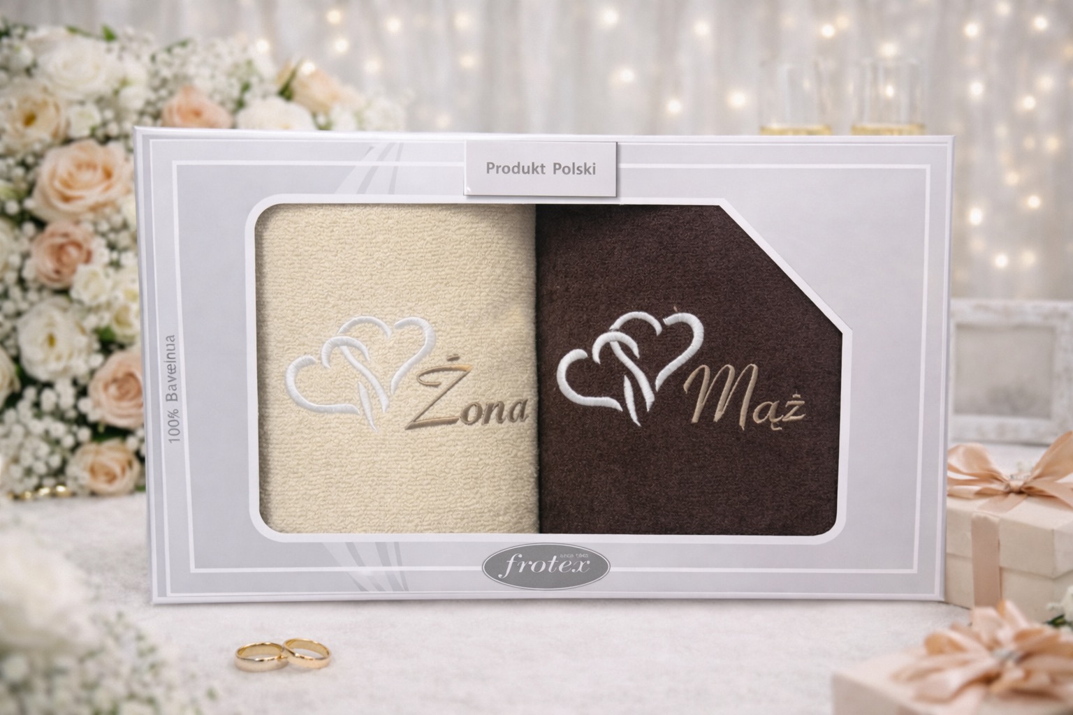 Komplet ręczników 2-częściowy ” Mąż & Żona „