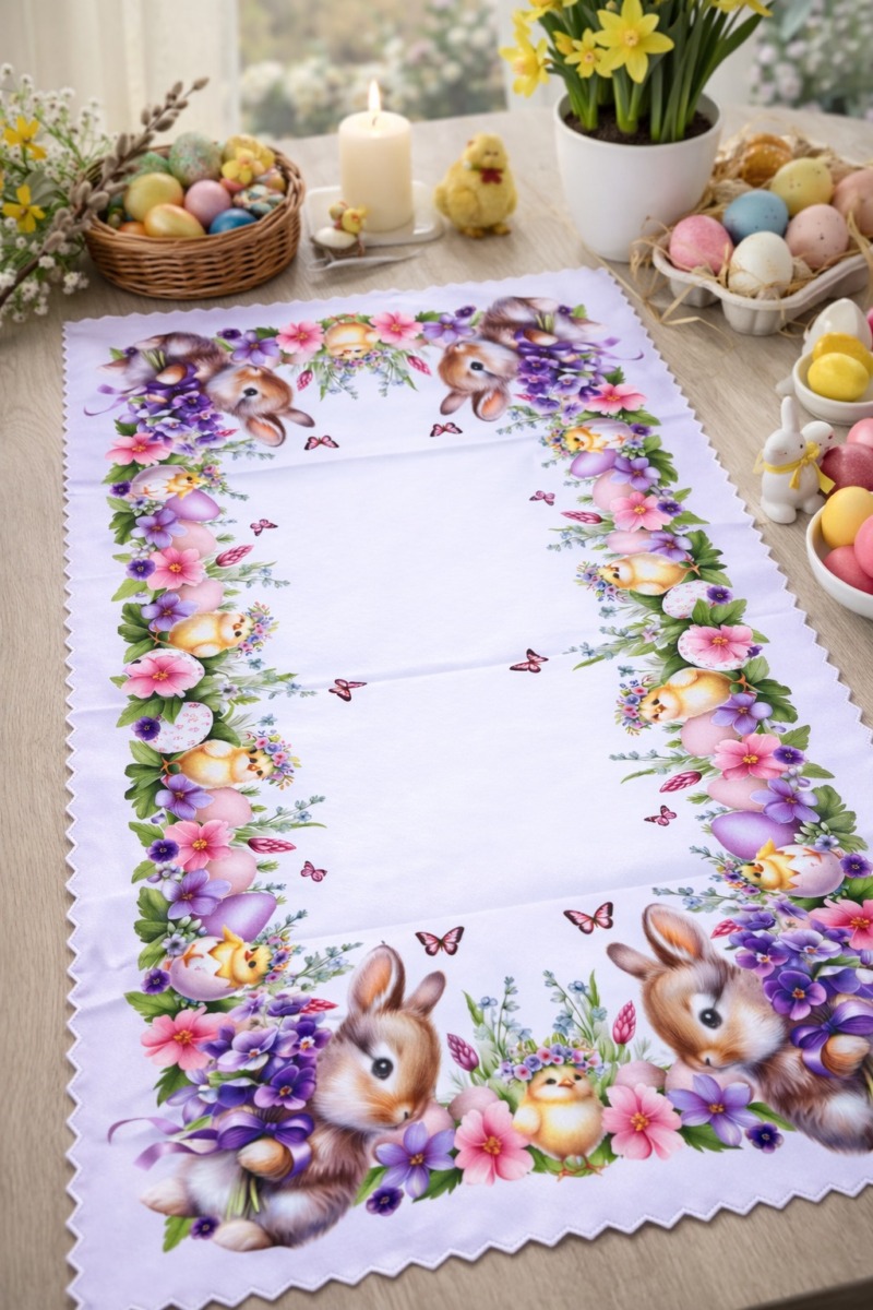 WIELKANOCNY BIEŻNIK Z NADRUKIEM  60X120 CM