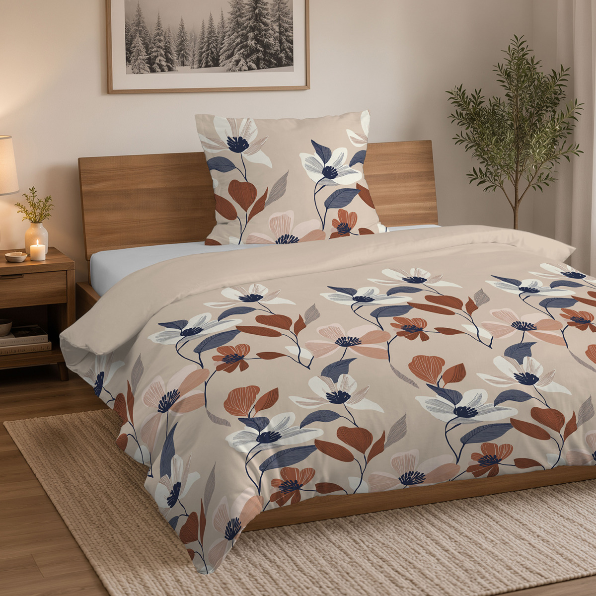 Komplet pościeli flanelowej 140x200 cm + 1 poszewka 70x80 cm