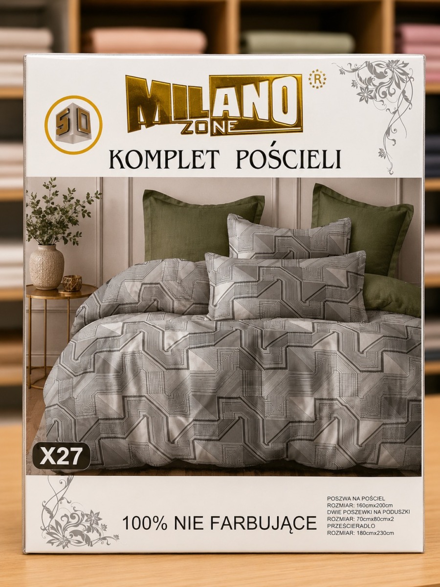 Pościel satyna bawełniana 3D z prześcieradłem MILANO ZONE