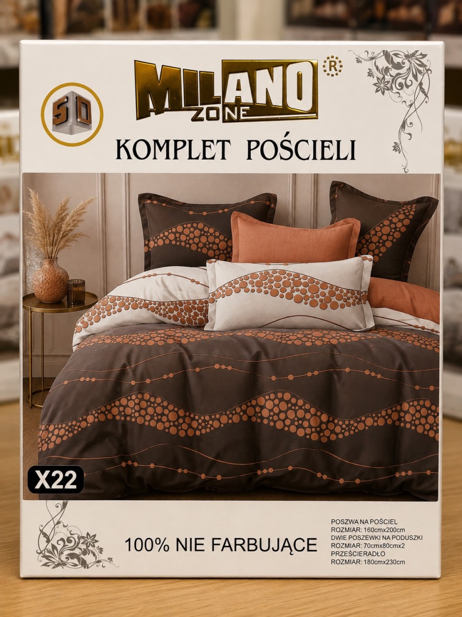 Pościel satyna bawełniana 3D z prześcieradłem MILANO ZONE