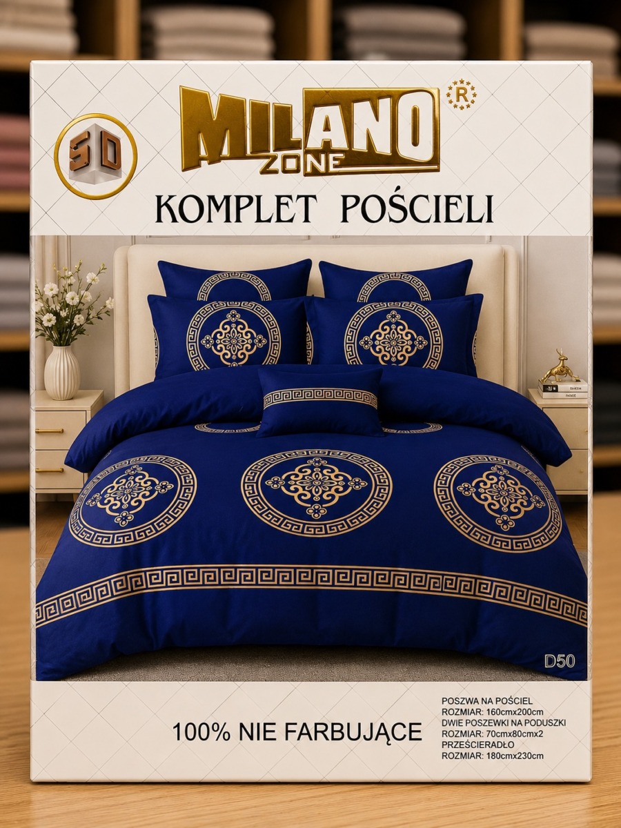 Pościel satyna bawełniana 3D z prześcieradłem MILANO ZONE