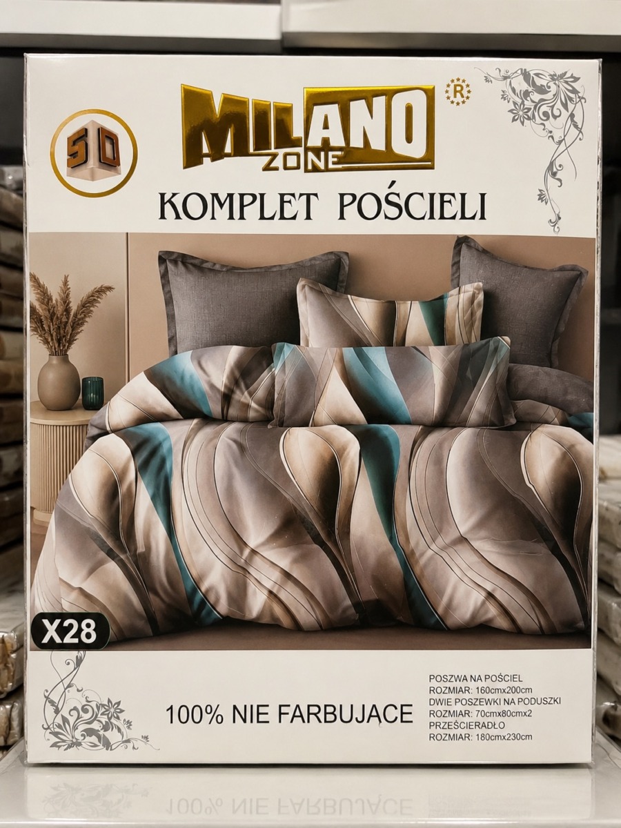 Pościel satyna bawełniana 3D z prześcieradłem MILANO ZONE