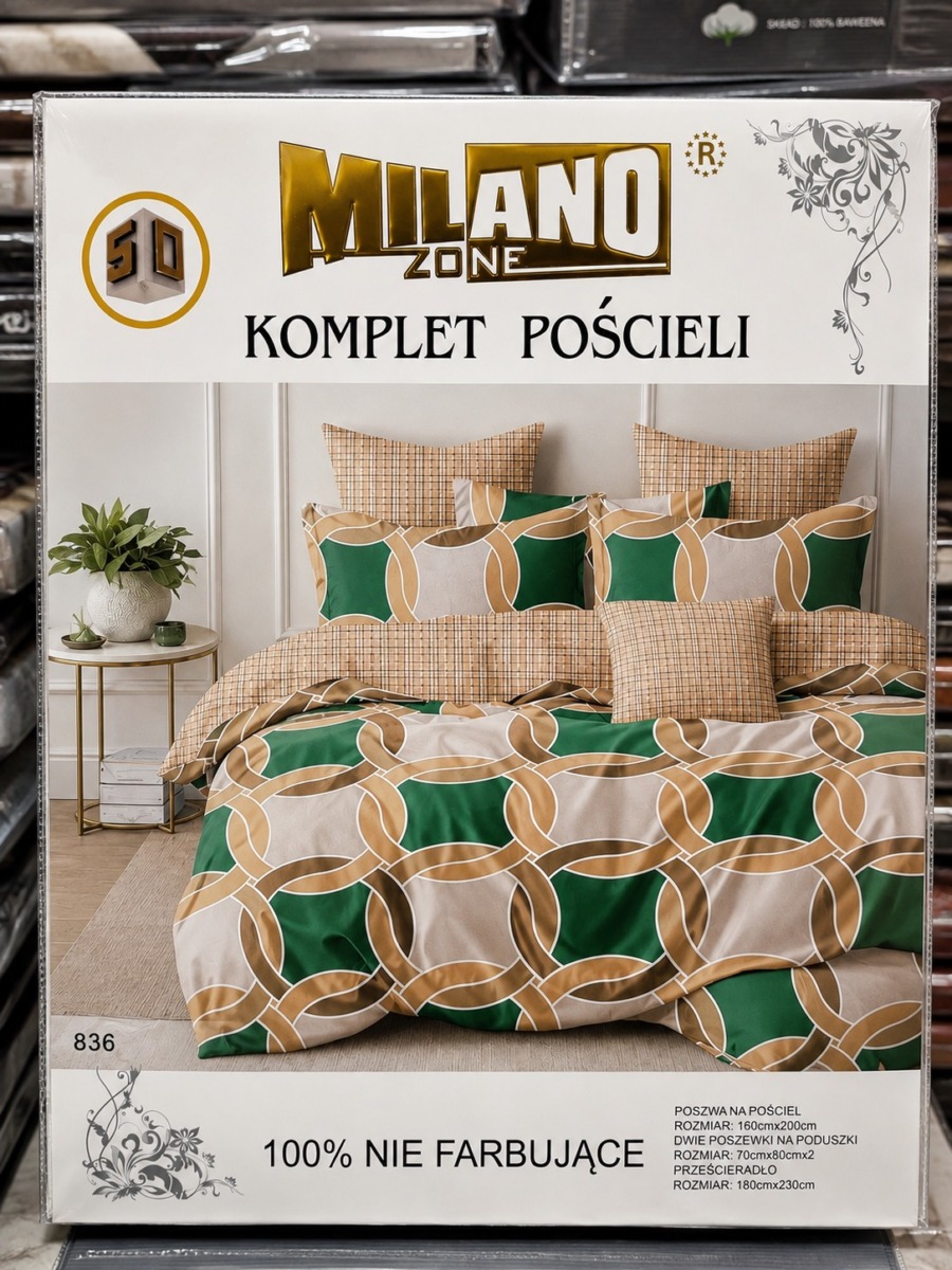 Pościel satyna bawełniana 3D z prześcieradłem MILANO ZONE