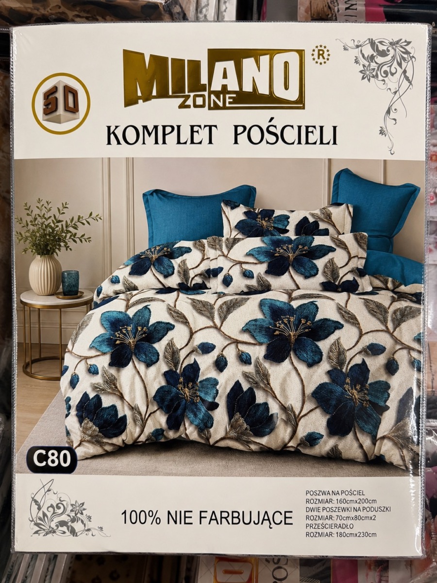 Pościel satyna bawełniana 3D z prześcieradłem MILANO ZONE