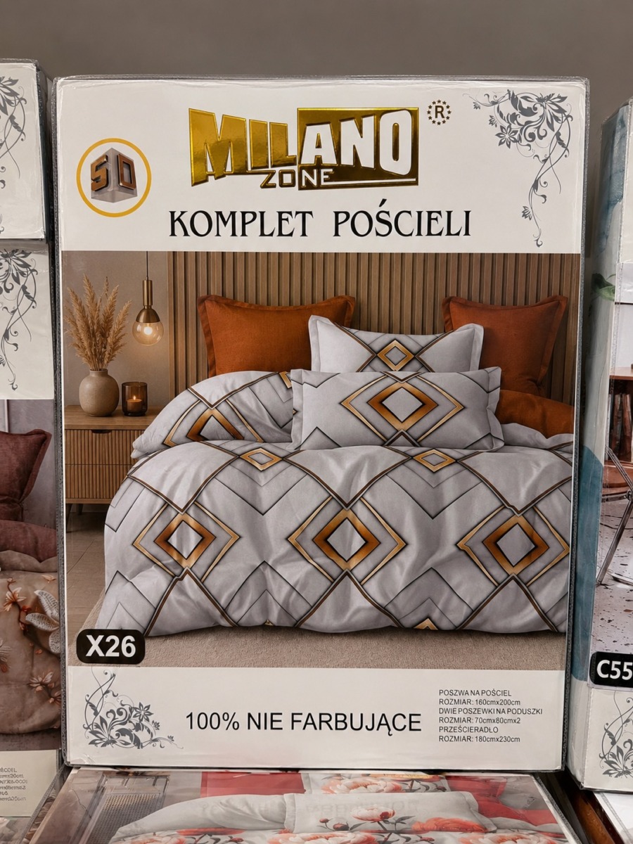 Pościel satyna bawełniana 3D z prześcieradłem MILANO ZONE