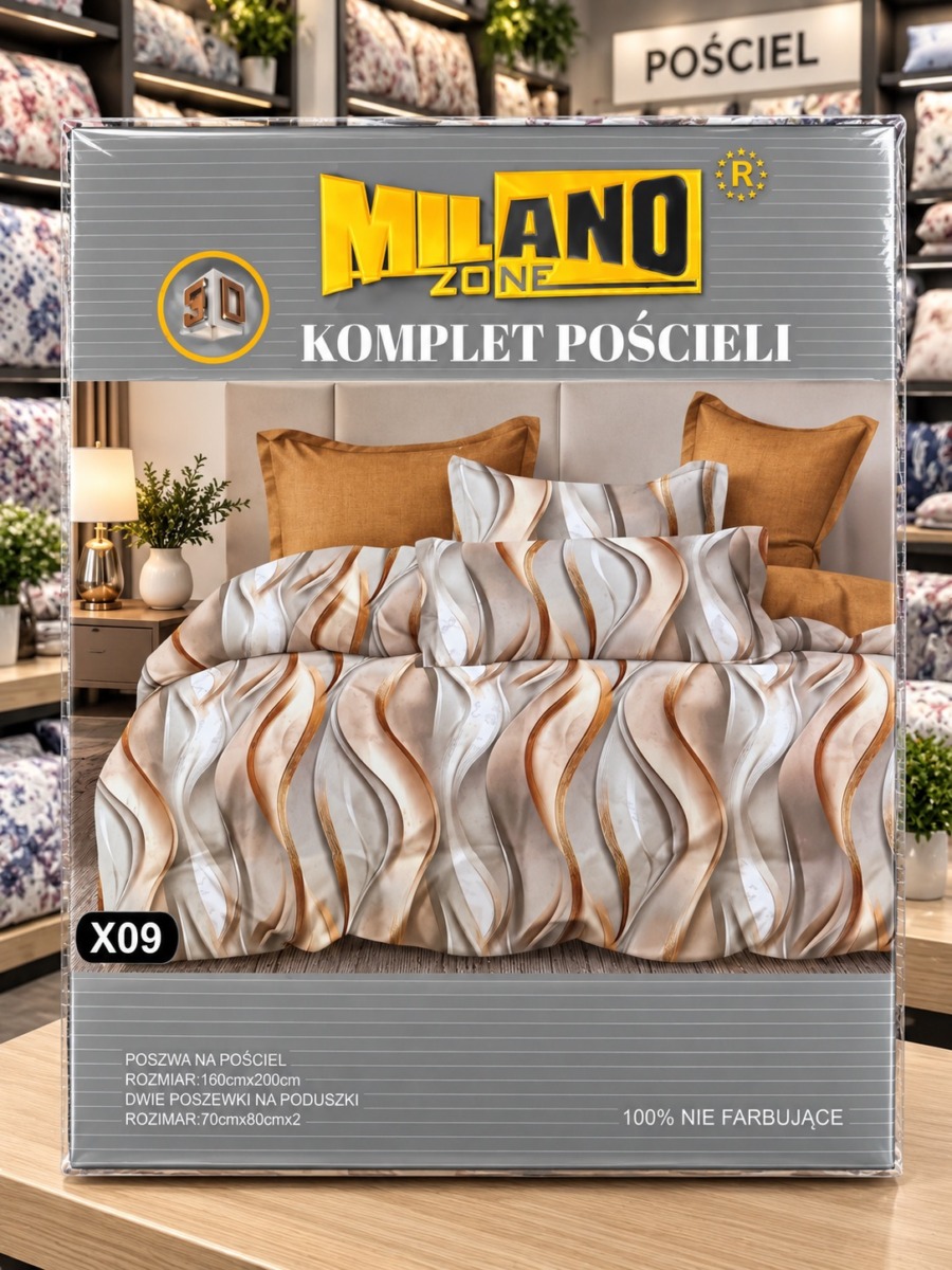 Pościel satyna bawełniana 3D  MILANO ZONE 160 x200 cm