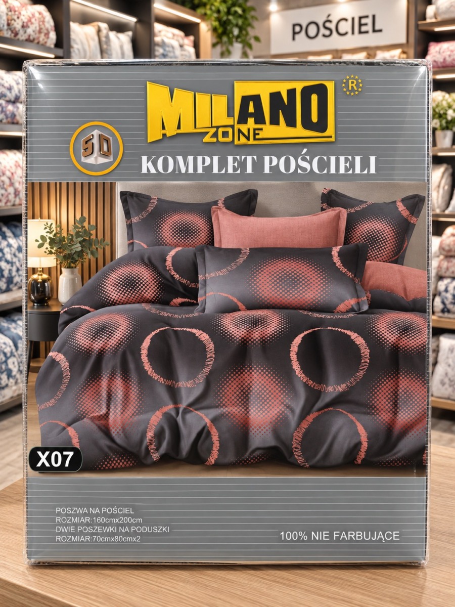Pościel satyna bawełniana 3D  MILANO ZONE 160 x200 cm