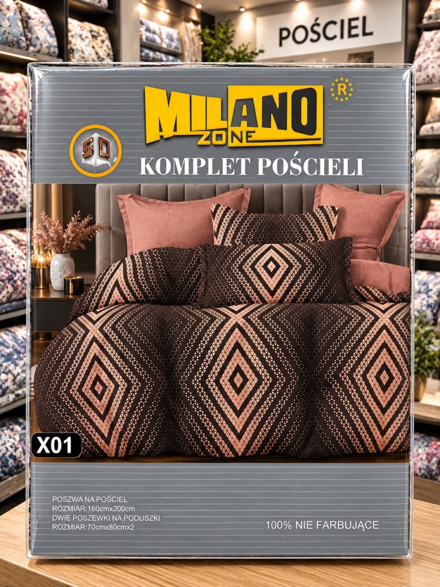 Pościel satyna bawełniana 3D  MILANO ZONE 160 x200 cm