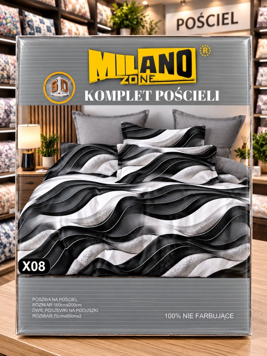 Pościel satyna bawełniana 3D  MILANO ZONE 160 x200 cm