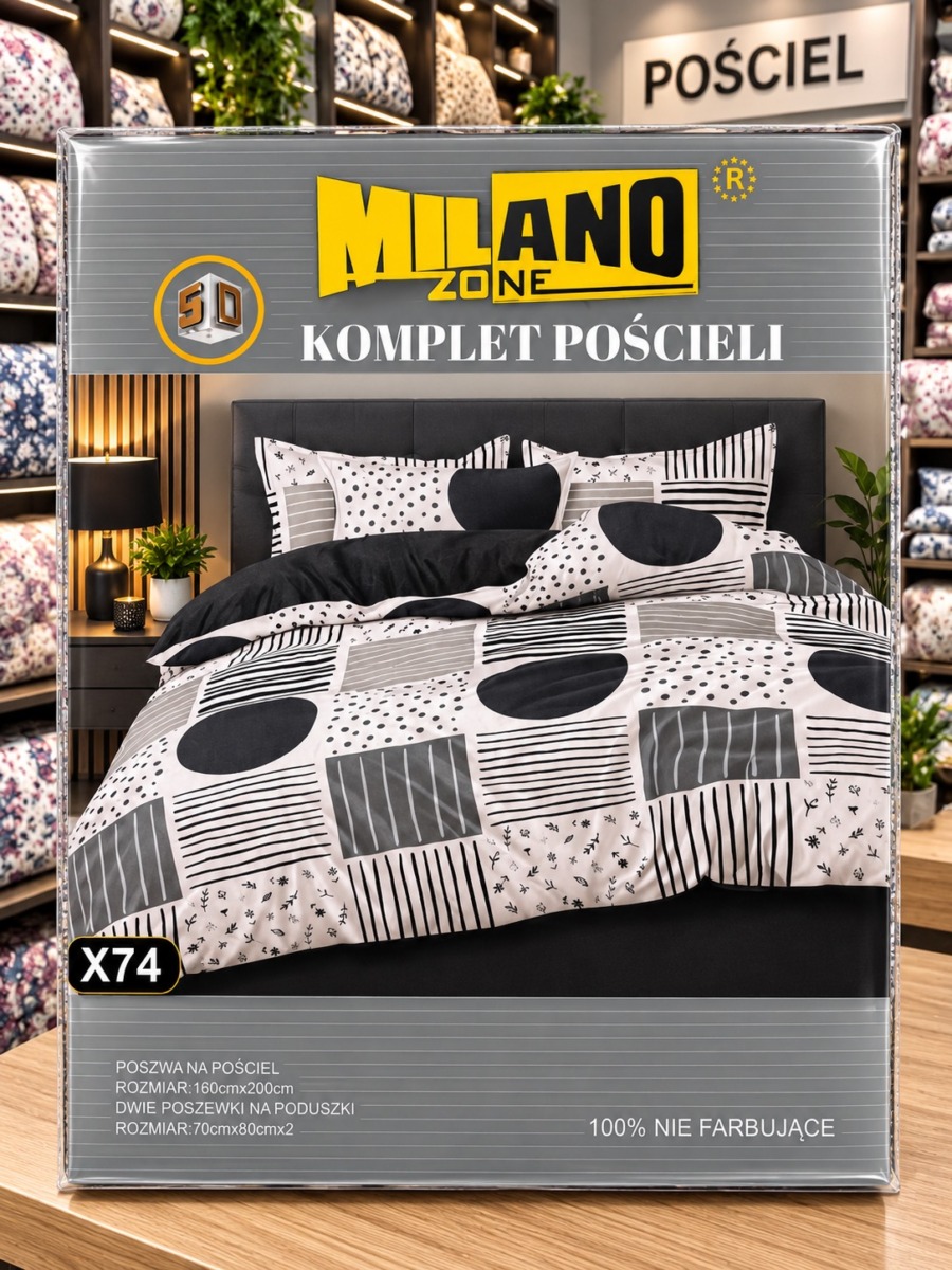 Pościel satyna bawełniana 3D  MILANO ZONE 160 x200 cm