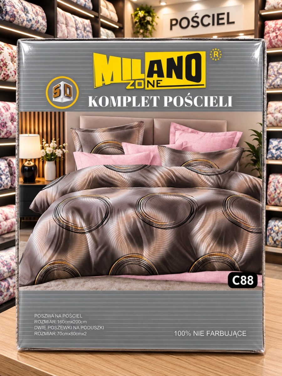 Pościel satyna bawełniana 3D  MILANO ZONE 160 x200 cm