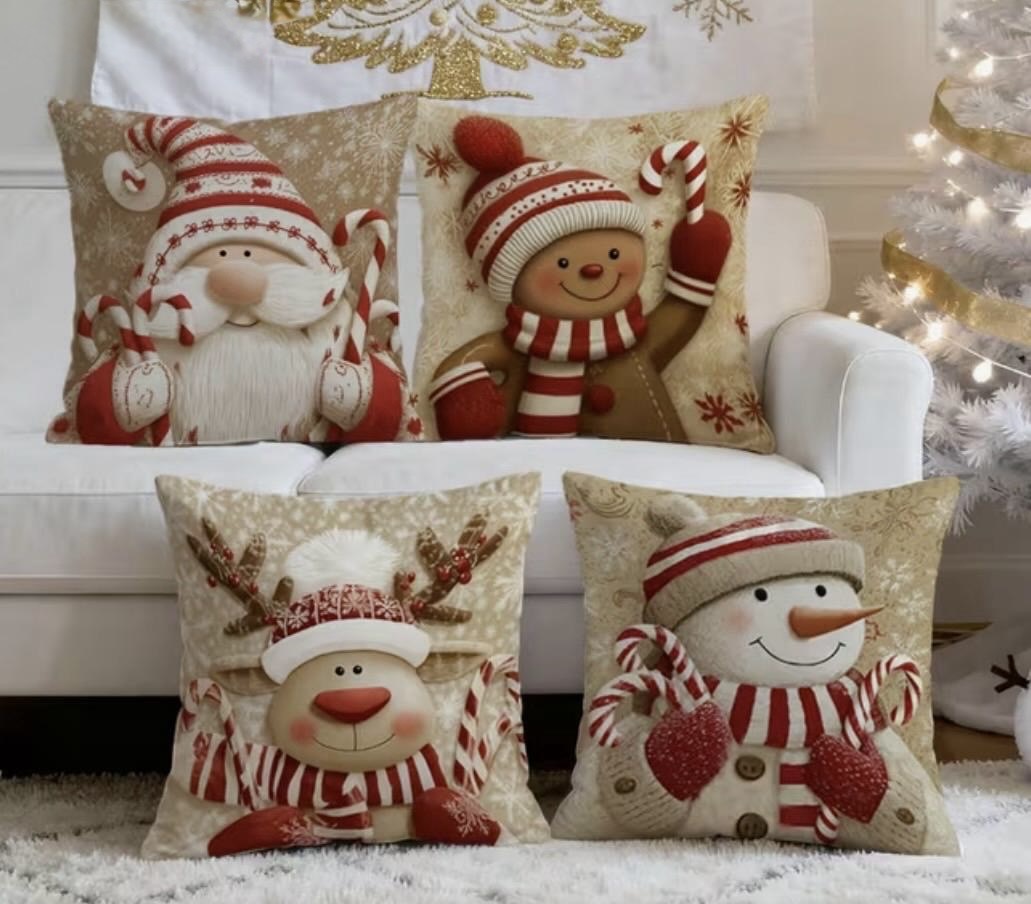 🎄 Poszewki świąteczne 40×40 cm – komplet 4 sztuki